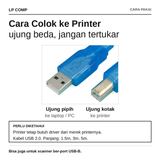 Kabel USB Printer A-B Male Panjang 1.5M 3M 5M High Speed Data Transfer Biru Transparan - foto 2