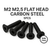 5pcs Baut L Hex Flat Head M2 M2.5 Carbon Steel Hitam DIN7991 Countersunk - Screw 2mm 2.5mm - foto 1
