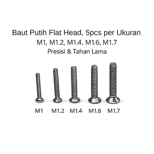 5pcs Baut Flat Head M1 M1.2 M1.4 M1.6 M1