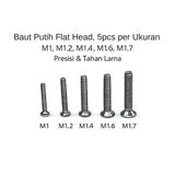 5pcs Baut Flat Head M1 M1.2 M1.4 M1.6 M1.7 Stainless Screw Sekrup 1mm 1.2mm 1.4mm 1.6mm 1.7mm Putih - foto 1