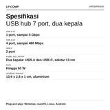 USB Hub Type C 7in1 USB 3.0 2.0 OTG Converter Dual Head Aluminium Laptop MacBook ASUS PC - foto 2